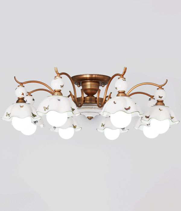 버터린 8등 도자기 직부등 펜던트전등 식탁등